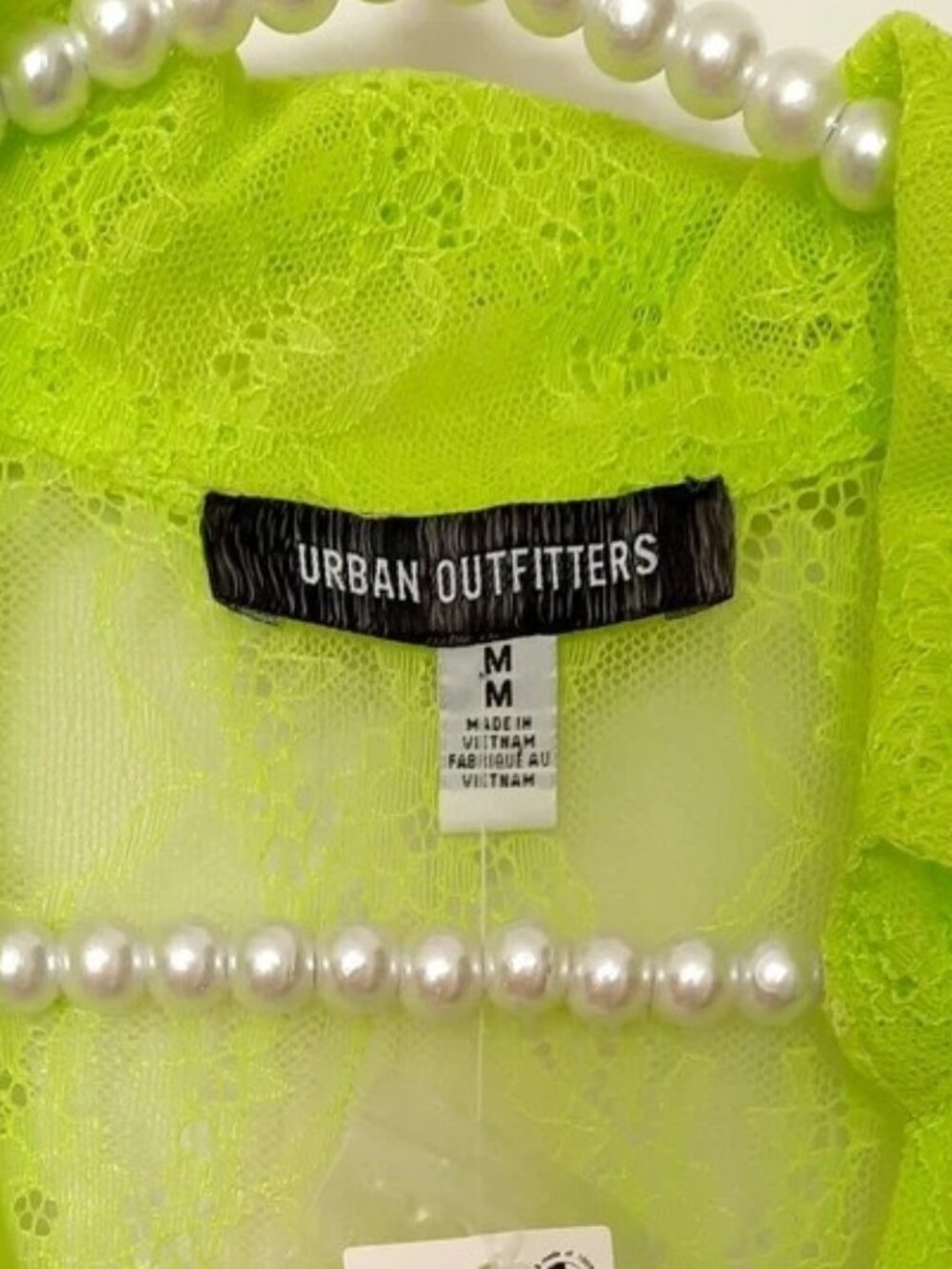 Urban Outfitters Connie Sheer Lace Maxi Dress Neon Green Size M NWT - Picture 8 of 10